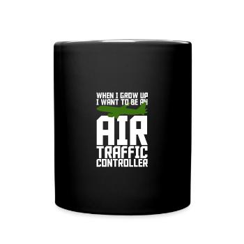 Fluglotse Flughafen Tower - Tasse einfarbig - Schwarz - Vorne