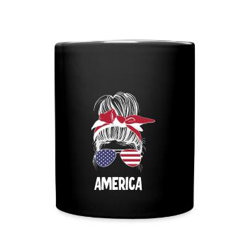 Messy Bun America - Full Colour Mug - black - Front