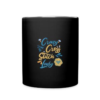 Cross Stitch Kreuzstich Sticken - Tasse einfarbig - Schwarz - Vorne