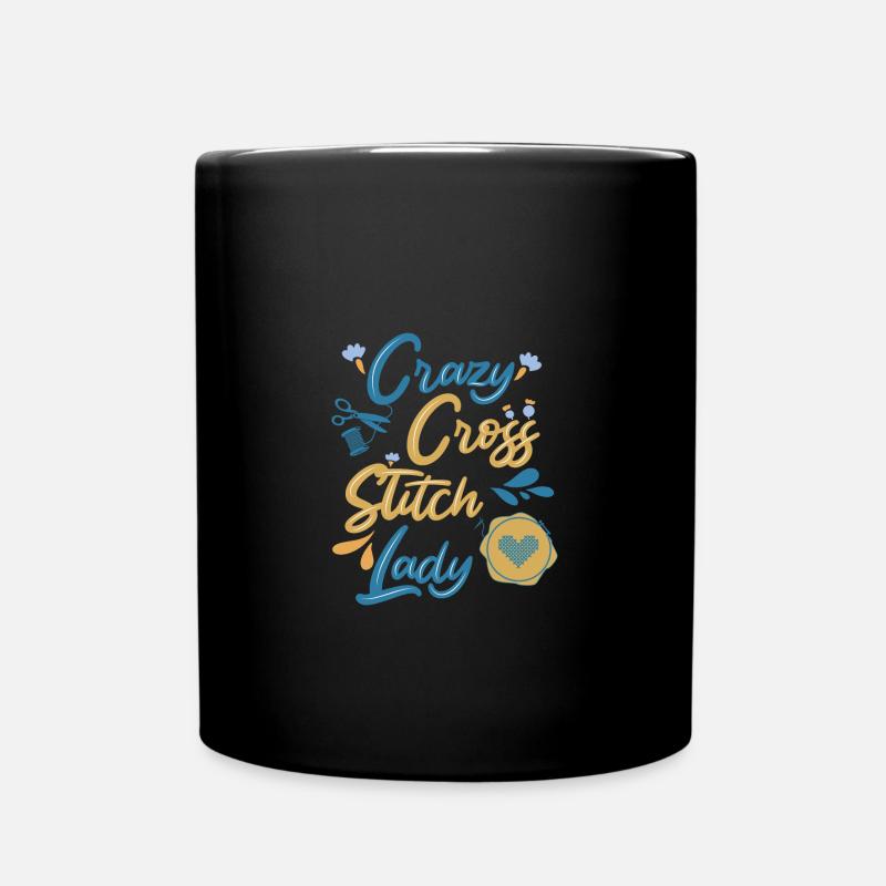 Cross Stitch Cross Stitch Embroidery - Full Colour Mug - black
