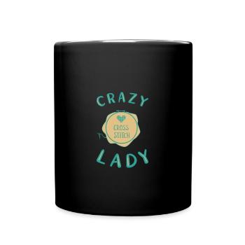 Cross Stitch Kreuzstich Sticken - Tasse einfarbig - Schwarz - Vorne