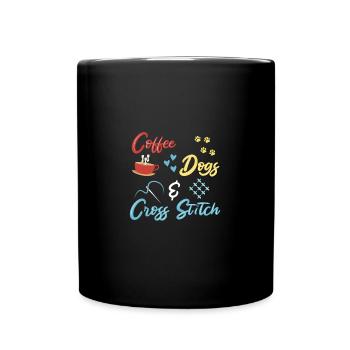 Cross Stitch Kreuzstich Sticken - Tasse einfarbig - Schwarz - Vorne