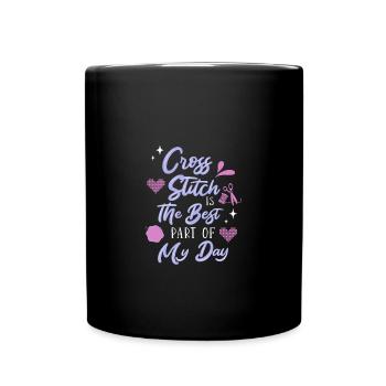 Cross Stitch Kreuzstich Sticken - Tasse einfarbig - Schwarz - Vorne