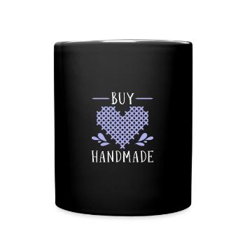 Cross Stitch Kreuzstich Sticken - Tasse einfarbig - Schwarz - Vorne