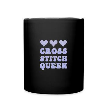 Cross Stitch Kreuzstich Sticken - Tasse einfarbig - Schwarz - Vorne