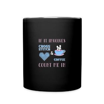 Cross Stitch Kreuzstich Sticken - Tasse einfarbig - Schwarz - Vorne