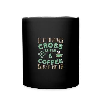 Cross Stitch Kreuzstich Sticken - Tasse einfarbig - Schwarz - Vorne