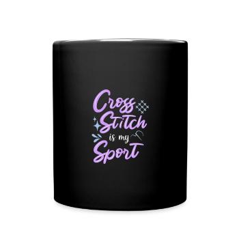 Cross Stitch Kreuzstich Sticken - Tasse einfarbig - Schwarz - Vorne