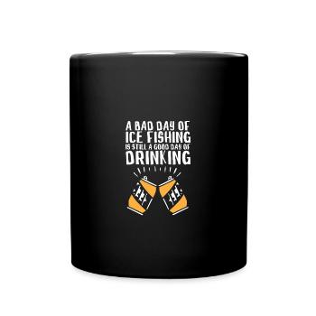 Eisangeln Eisfischen - Tasse einfarbig - Schwarz - Vorne