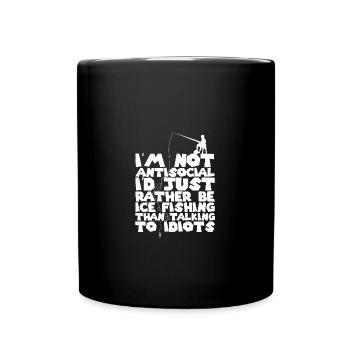 Eisangeln Eisfischen - Tasse einfarbig - Schwarz - Vorne