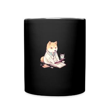 japanisch Hund Shiba Inu Arzt Wissenschaftler - Tasse einfarbig - Schwarz - Vorne