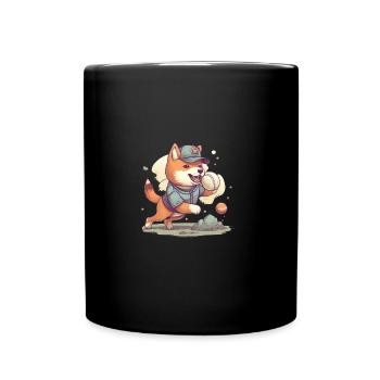 japanisch Hund Shiba Inu Sport Baseball - Tasse einfarbig - Schwarz - Vorne