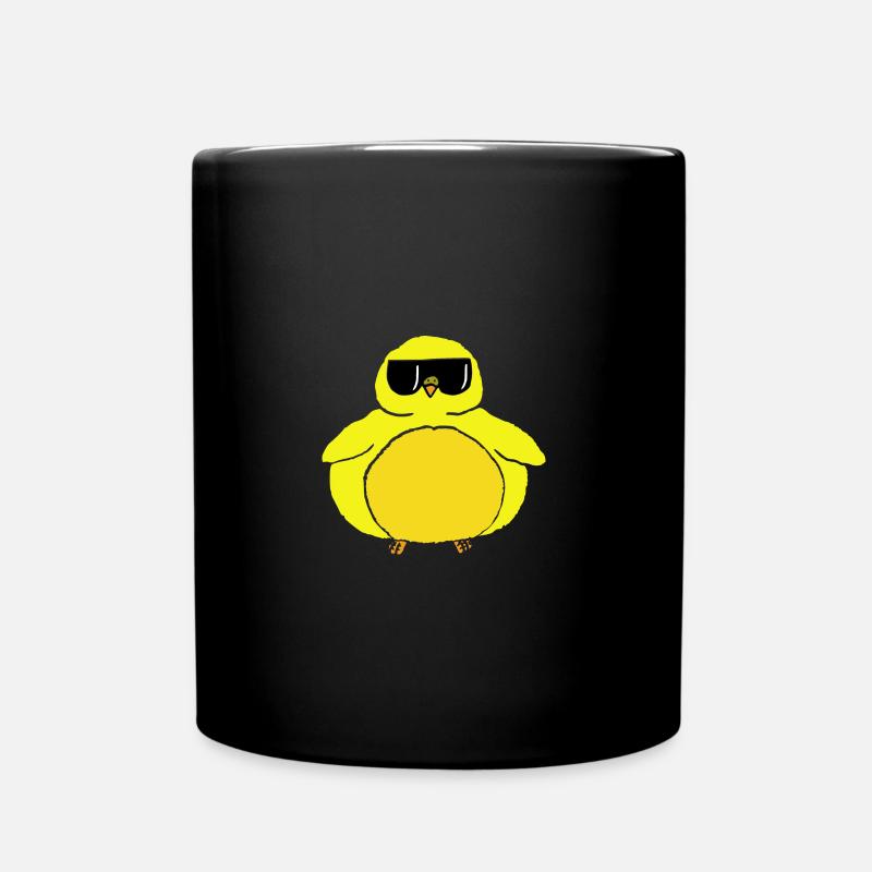 Poulet poussin mignon de Pâques gras avec des lunettes de soleil - Mug uni - noir