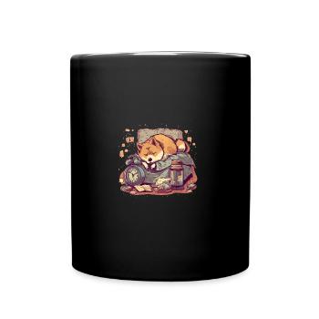 Le chien japonais Shiba Inu dort avant le réveil - Mug uni - noir - Devant