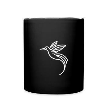 Minimalist Hummingbird Silhouette White - Full Colour Mug - black - Front