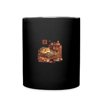 Le chien Shiba Inu dort en lisant - Mug uni - noir - Devant