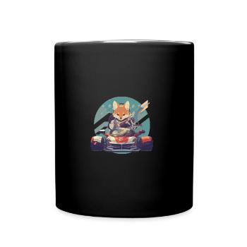 japanisch Hund Shiba Inu Auto Rennsport Rennfahrer - Tasse einfarbig - Schwarz - Vorne