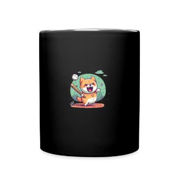 japanisch Hund Shiba Inu Sport Baseball - Tasse einfarbig - Schwarz - Vorne
