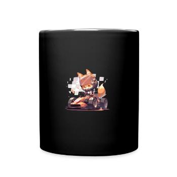 Japanese dog Shiba Inu racing driver racing car - Full Colour Mug - black - Front