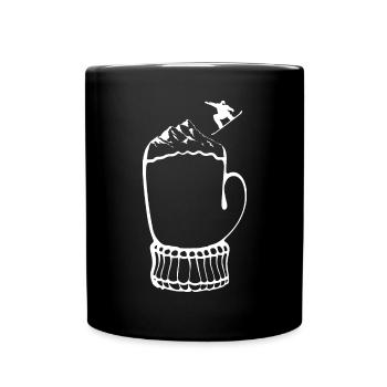 Bier - Berg - Snowboarding - (2) - Tasse einfarbig - Schwarz - Vorne