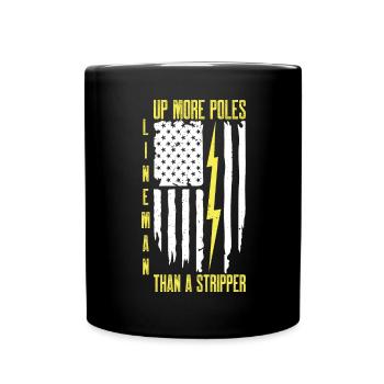 Power Lineman Power Line Electrician - Full Colour Mug - black - Front