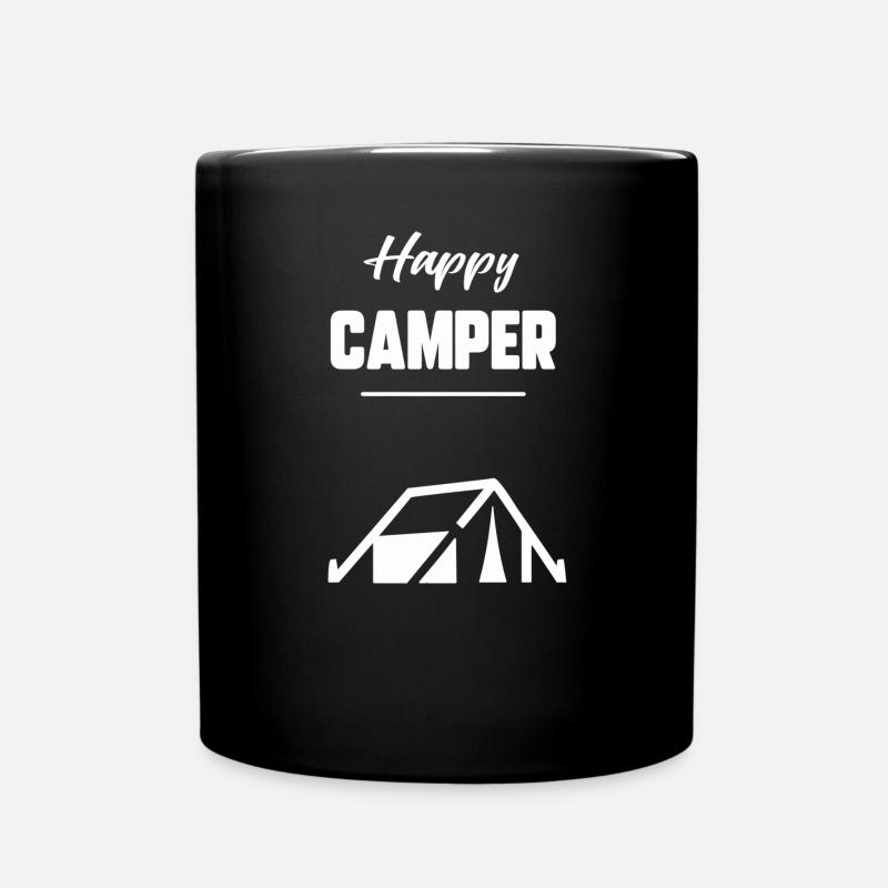 Glücklicher Camper - Tasse einfarbig - Schwarz