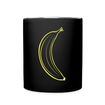 Banane, das schlichte Bananen Design - Tasse einfarbig - Schwarz - Vorne