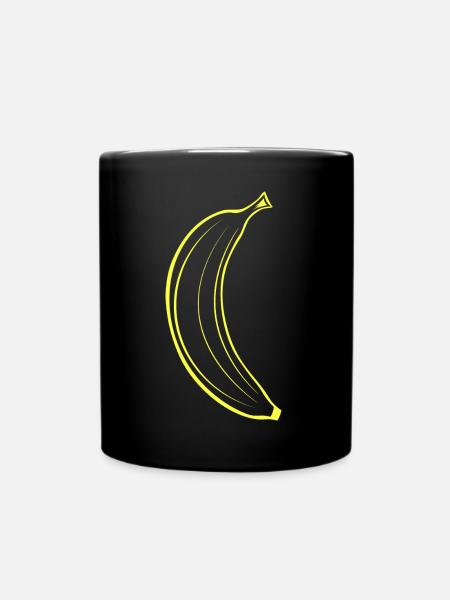Banane, das schlichte Bananen Design - Tasse einfarbig - Schwarz