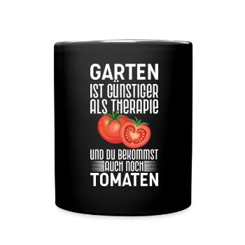 Garten Therapie Tomaten Tomatensorten Gartenfreund - Tasse einfarbig - Schwarz - Vorne