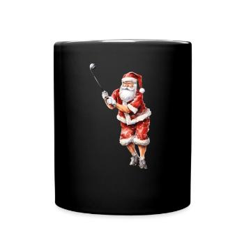 Sport schöne Weihnachten Bescherung,Weihnachtsmann - Tasse einfarbig - Schwarz - Vorne