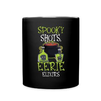 Spooky shots, scary elixirs, bartenders - Full Colour Mug - black - Front