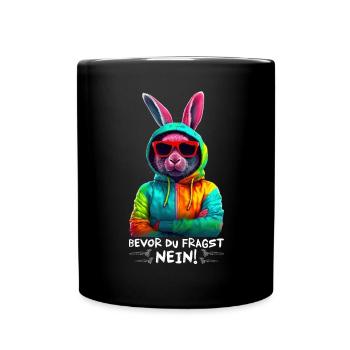 Hase Kaninchen Sonnenbrille Bunt Cooler Hasen - Tasse einfarbig - Schwarz - Vorne