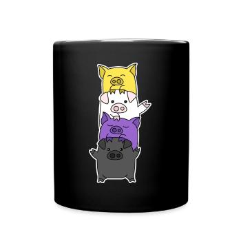 Non-binary flag pig design for Enbys - Full Colour Mug - black - Front