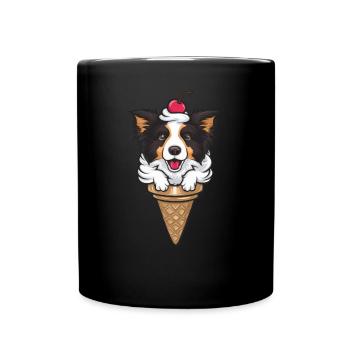 Border Collie as Waffle Cream for Cream Lovers - Full Colour Mug - black - Front