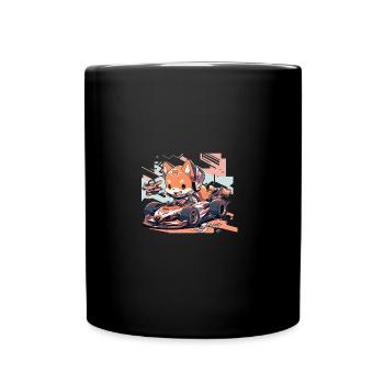 japanisch Hund Shiba Inu Auto Rennsport Rennfahrer - Tasse einfarbig - Schwarz - Vorne