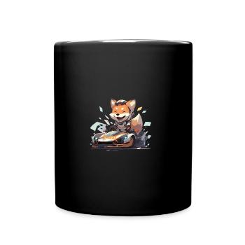 japanisch Hund Shiba Inu Auto Rennsport Rennfahrer - Tasse einfarbig - Schwarz - Vorne