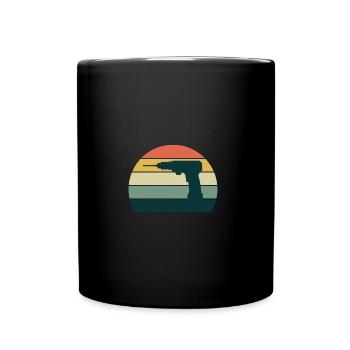 Handwerker Bohrer Sunset Heimwerker Bohrmaschine - Tasse einfarbig - Schwarz - Vorne