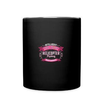 Helicopter pilot flying helicopter - Full Colour Mug - black - Front