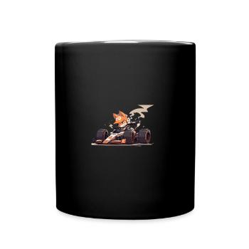 Japanese dog Shiba Inu with helmet and racing car - Full Colour Mug - black - Front