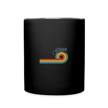 Katze Retro witzig - Tasse einfarbig - Schwarz - Vorne