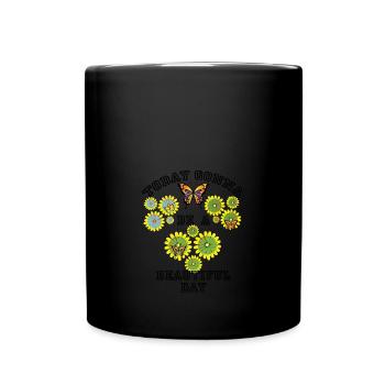 Heute wird ein schöner Tag - Tasse einfarbig - Schwarz - Vorne