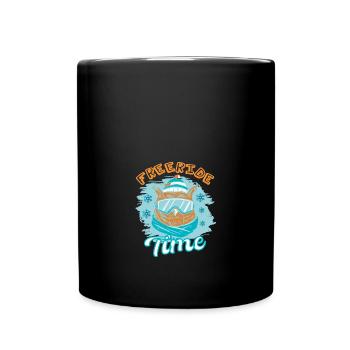 Freeride Time - Skifahrer Geschenk - Ski & Mountain - Tasse einfarbig - Schwarz - Vorne
