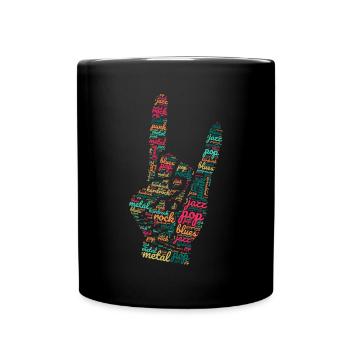 Cool Mano Cornuta Musician Design - Full Colour Mug - black - Front