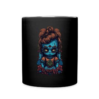 Horror Doll Comic Illustration - Full Colour Mug - black - Front