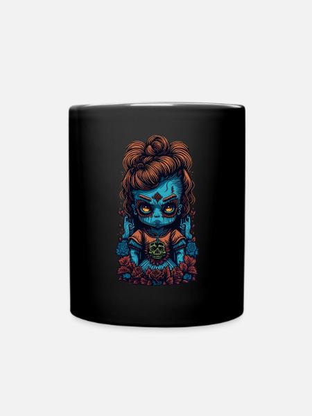 Horror Doll Comic Illustration - Full Colour Mug - black