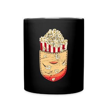 Popcorn Liebhaber Geschenk Brusttasche Popcorn - Tasse einfarbig - Schwarz - Vorne