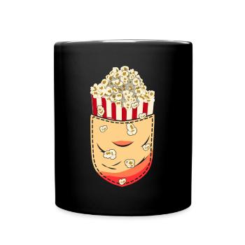 Kinofilm Kino Snack Geschenk Brusttasche Popcorn - Tasse einfarbig - Schwarz - Vorne