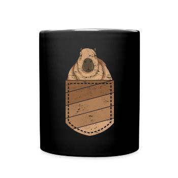 Nagetier Geschenk Niedliches Brusttasche Capybara - Tasse einfarbig - Schwarz - Vorne