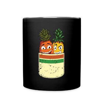 Frucht Lustiges Obst Geschenk Brusttasche Ananas - Tasse einfarbig - Schwarz - Vorne
