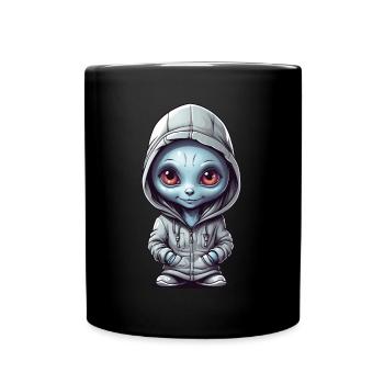 Niedliches Alien - Tasse einfarbig - Schwarz - Vorne